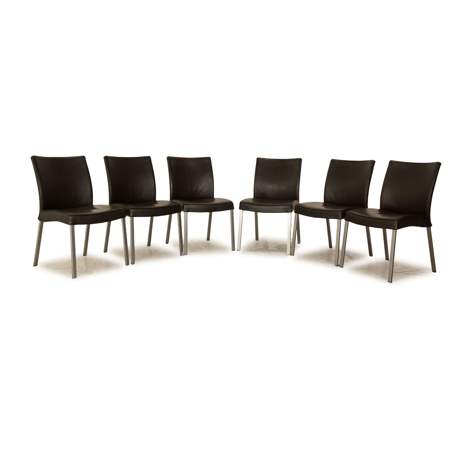 Set Of 6 Wittmann Times Leather Chairs Dark Brown Dining Room