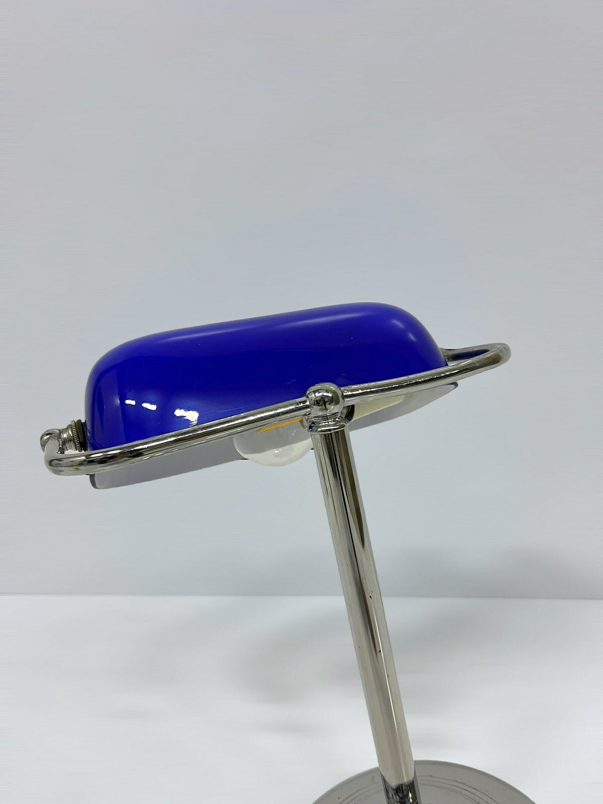 Vintage Ikea Bankers Notary Lamp, Early 2000s Desk Lamp, Blue Glass Design, Classic Home Office Interior Gift, Used Condition photo buy