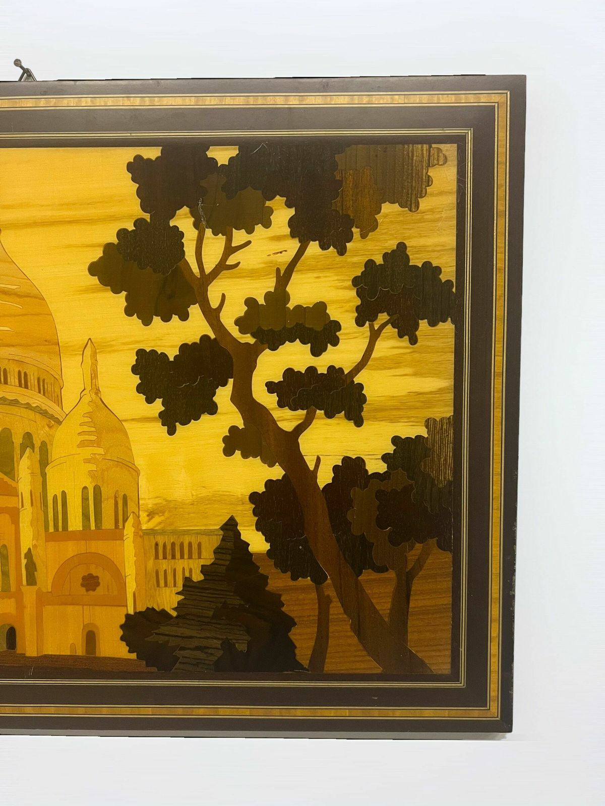 Vintage Sacre Coeur Wall Art, Wooden Wall Panel, De Basilique Du Sacré Cœur Paris, Made In Italy, Mid Century Interior Design photo furniture