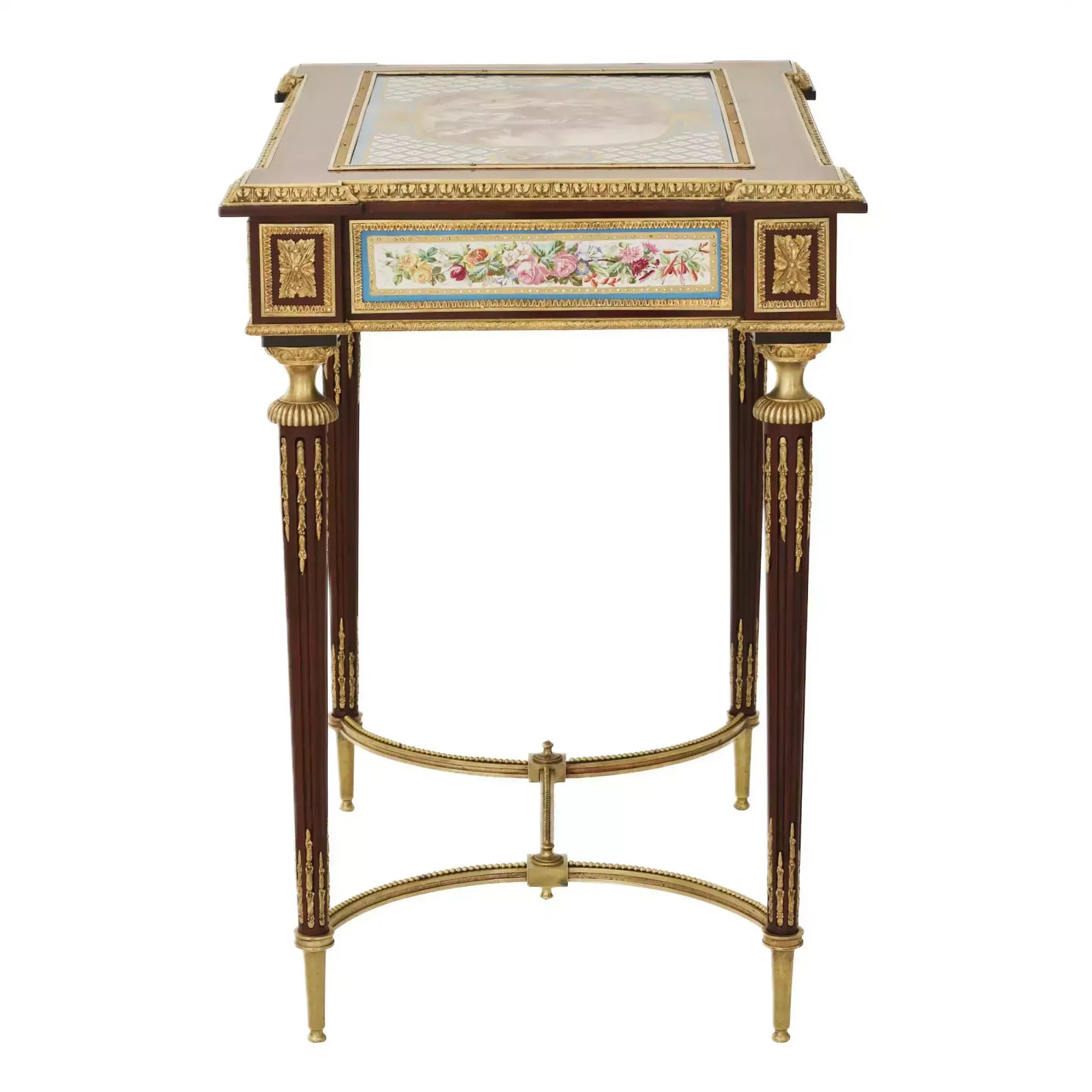 A Magnificent Ladies Table With Gilded Bronze Decor And Porcelain Panels In The Style Of Adam Weisweiler. France. 19th Century photo 26585.0