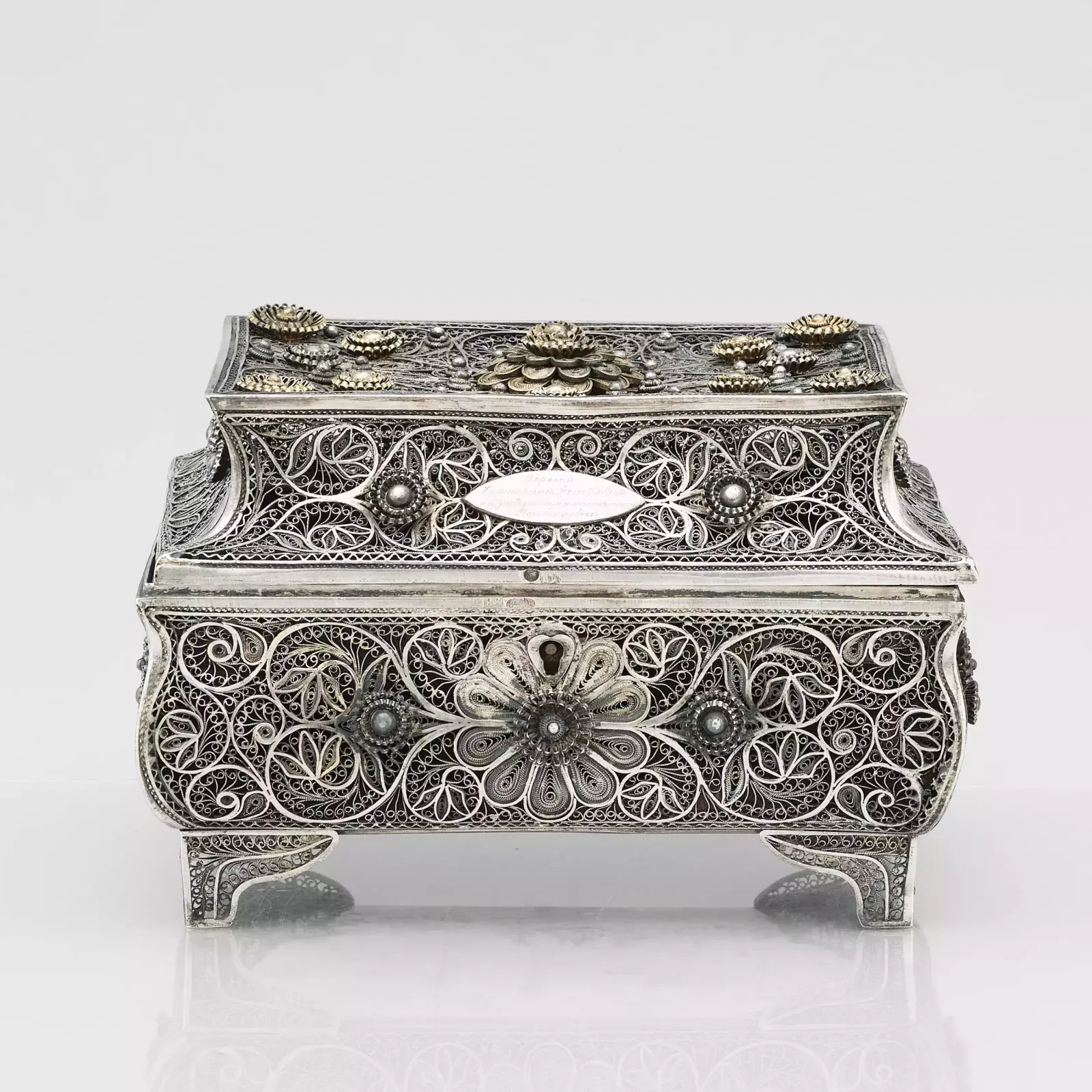 Silver Filigree Box From The 19th Century. Odessa, Russian Empire, 1898 1908 photo buy
