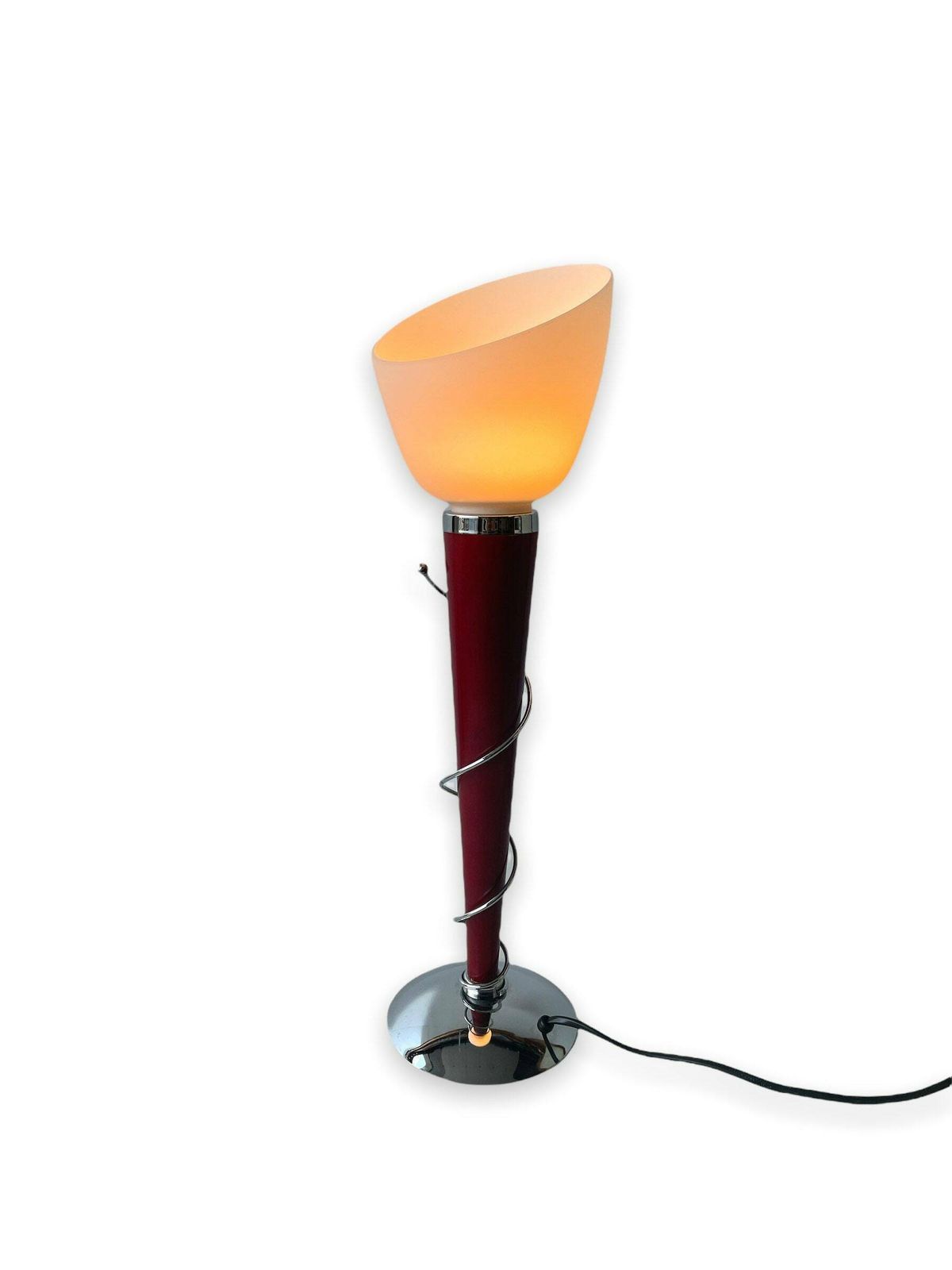 photo furniture Postmodern Table Lamp, White Glass Shade, Torch Shaped Design, Hema Amsterdam Light, Elegant Art Deco Style