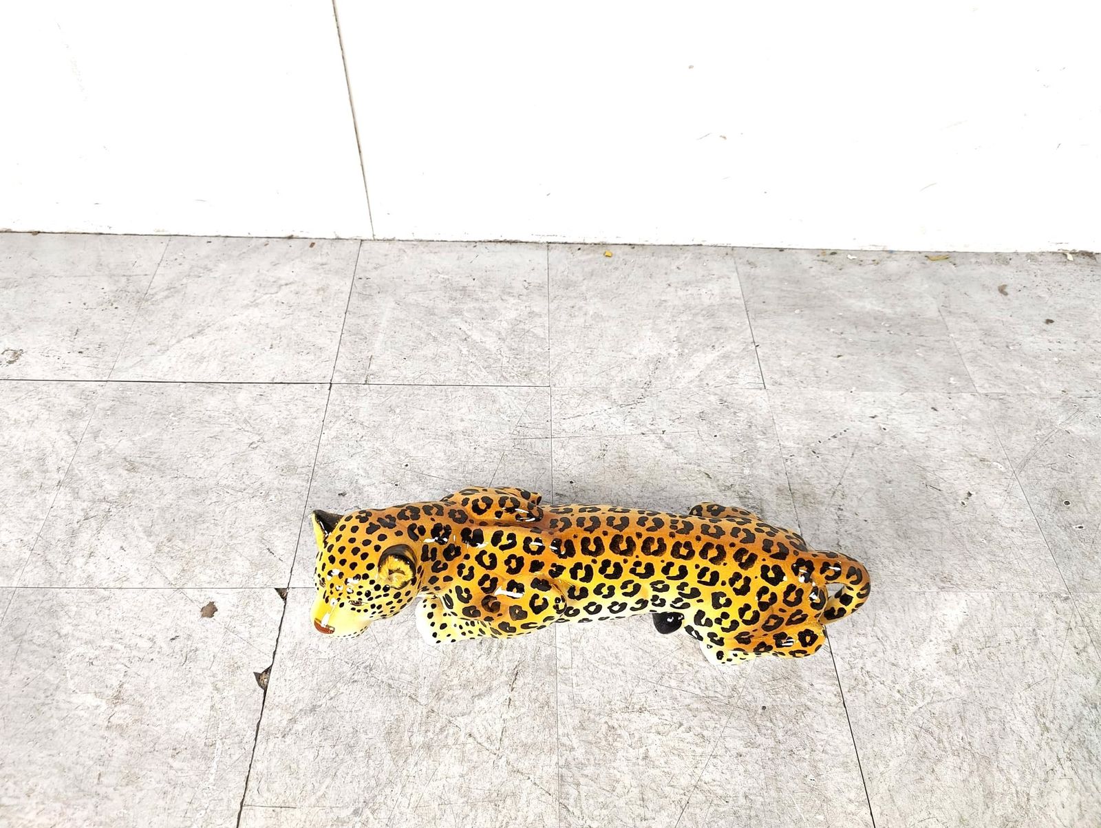 Ceramic Hand Painted Leopard, 1960's Italy photo furniture