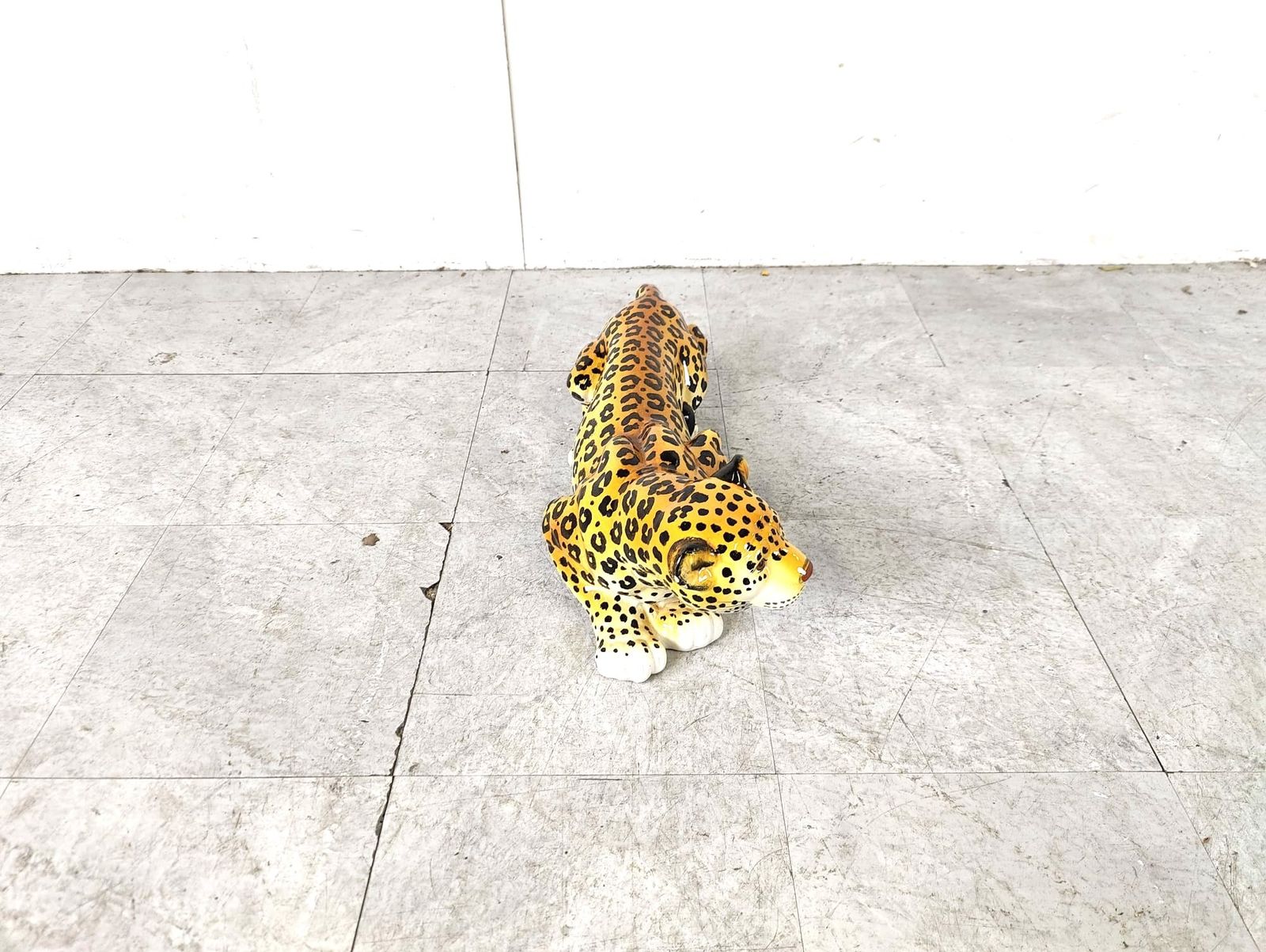 Ceramic Hand Painted Leopard, 1960's Italy photo vinterior