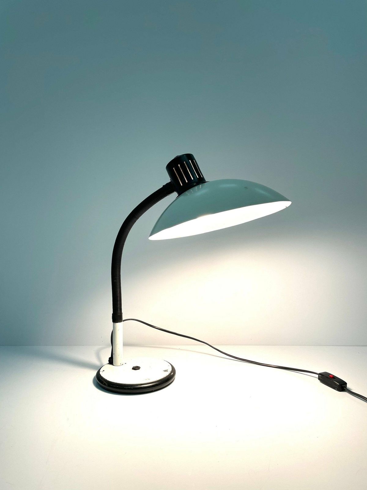 Vintage Desk Lamp, 70s Home Office Desk, Black And White Design, Mid Century Table Lamp photo 129.0