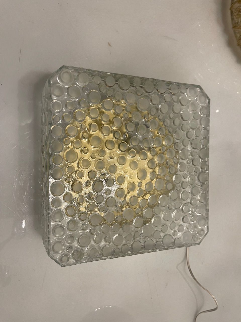 Mid Century Bubble Hustadt Crystal Glass Sconces Set Of 2 photo vintage