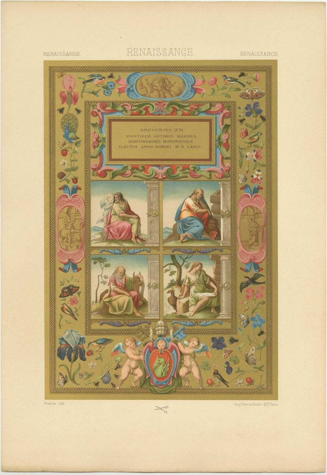 Pl. 61 Antique Print Of Renaissance Ornaments By Racinet, 'Circa 1890' photo furniture