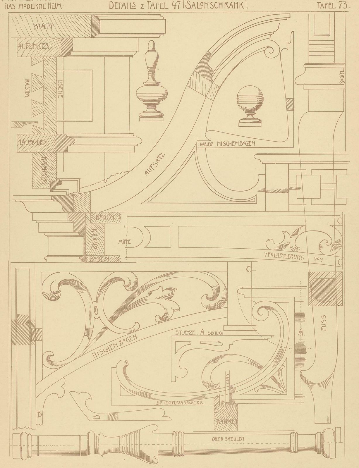 Pl 73 Antique Print Of Furniture Details By Kramer, 'Circa 1910' photo furniture