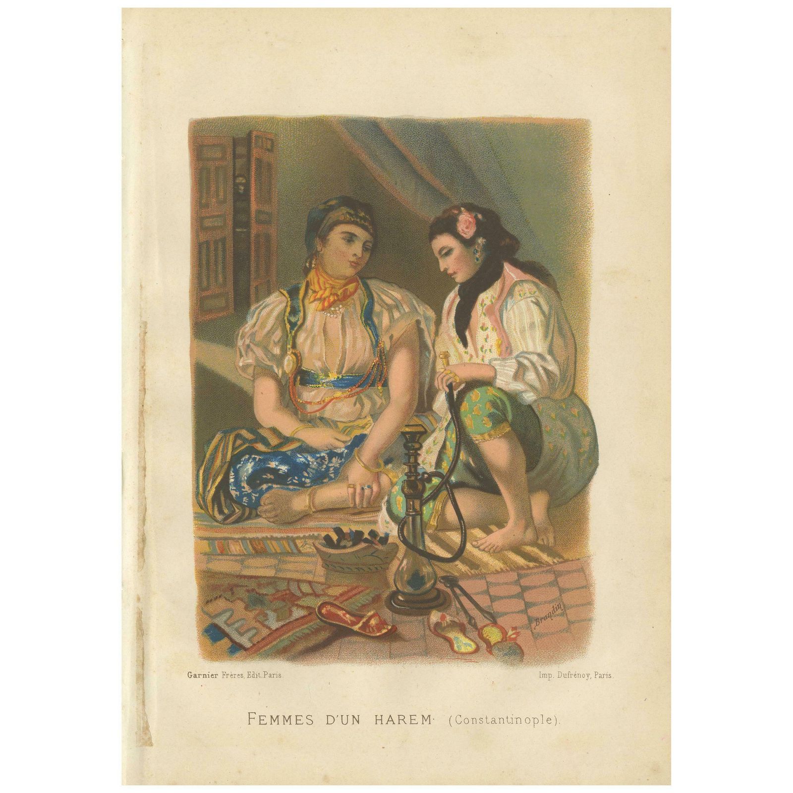 Antique Print Of Women Of A Harem By Grégoire, 1883