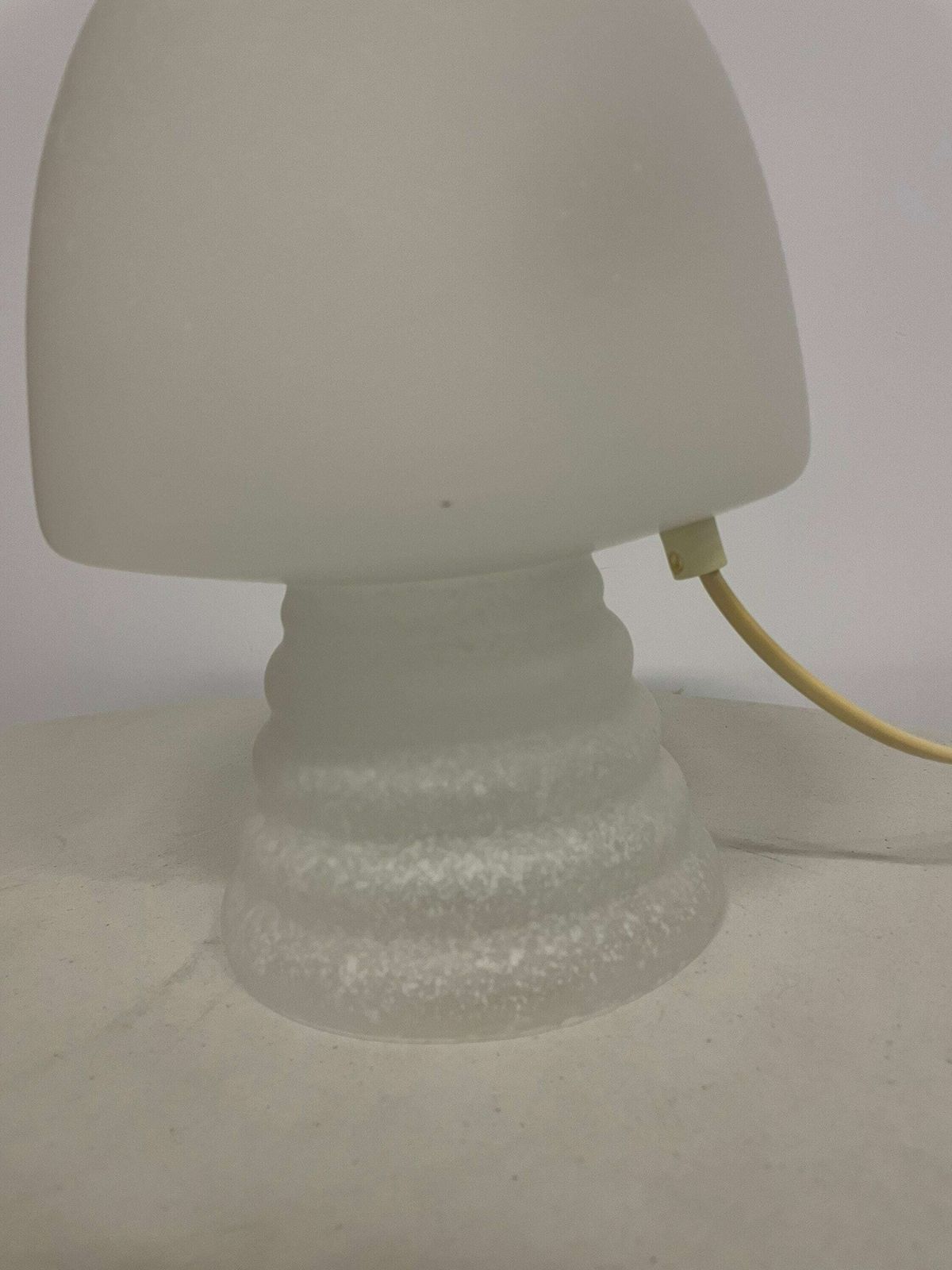 Peill Putzler Inspired Table Lamp, White Glass Freckled, Mushroom Shape Design, Simple Sphere Lamp, Mid Century Modern Interior photo vintage