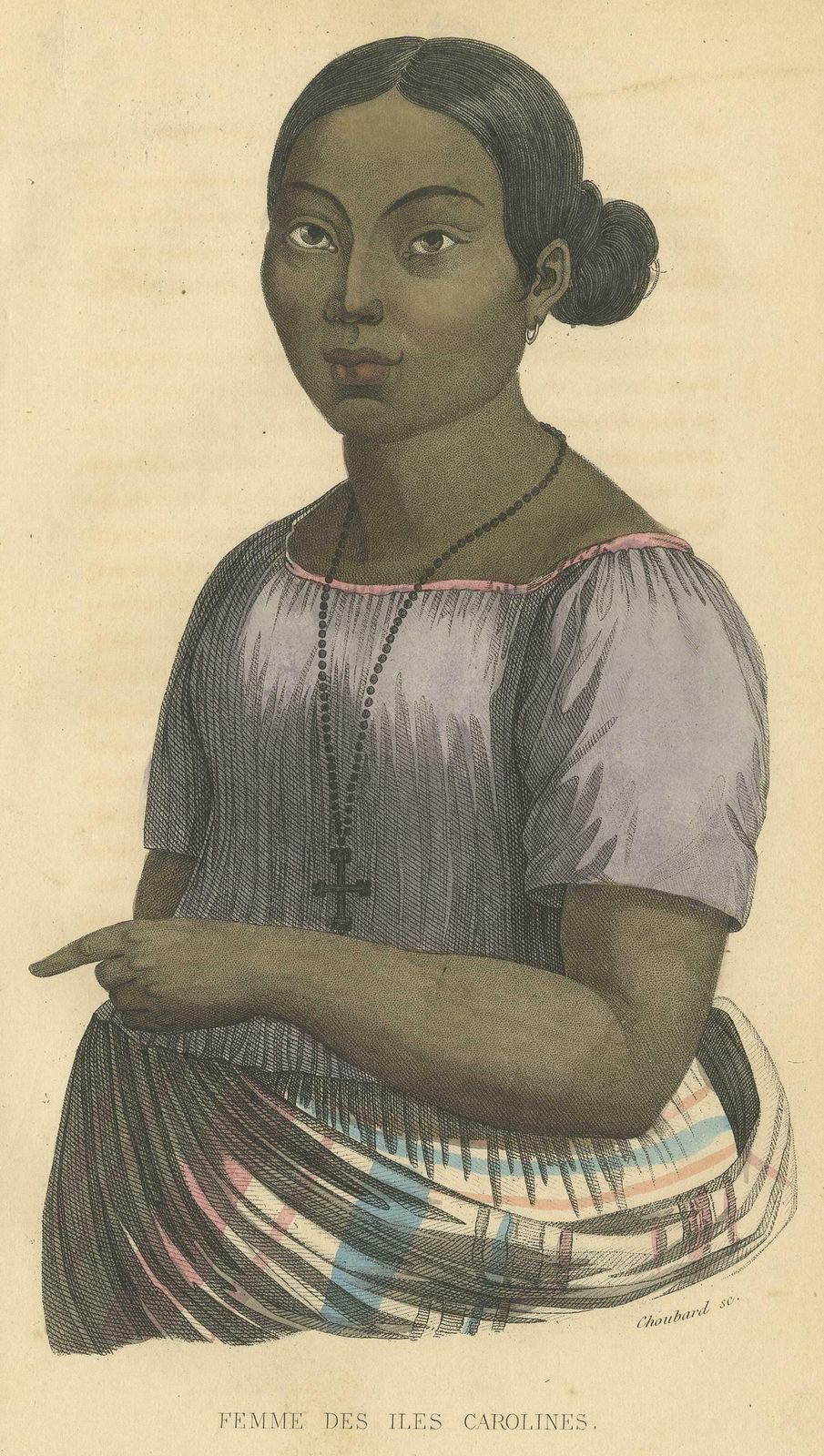 Antique Print Of A Female Of The Caroline Islands By Prichard, 1843 photo for sale