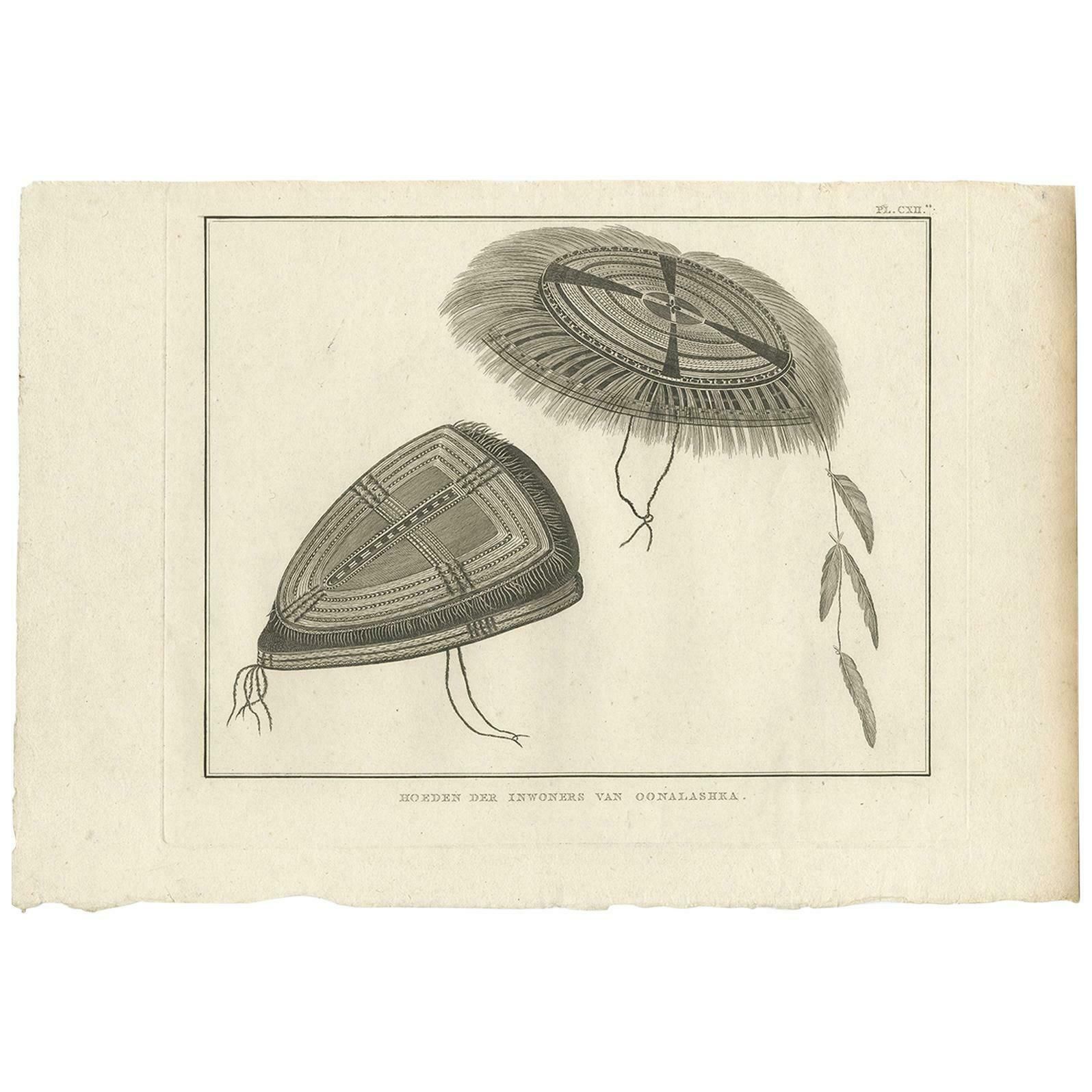Antique Print Of Alaska Costumes By Cook, 1803