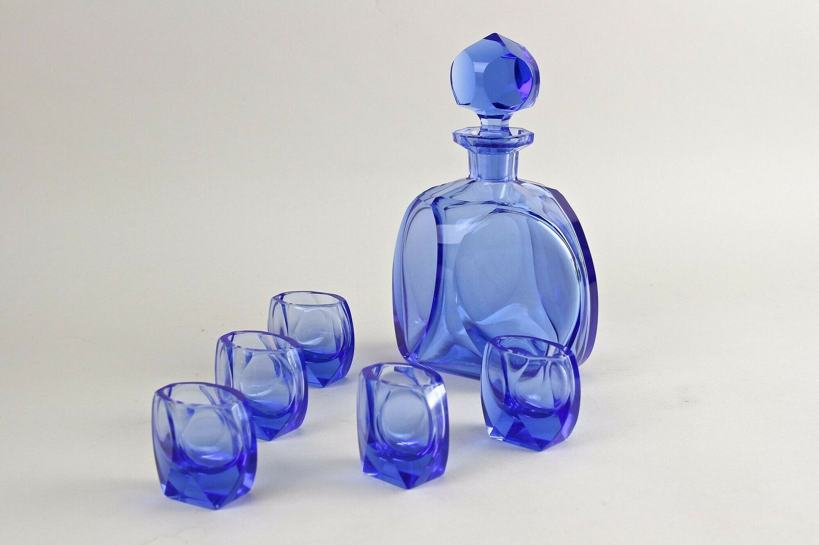 20th Century Art Deco Decanter Set/ Liquor Set With 5 Shot Glasses, Cz Circa 1920 photo furniture