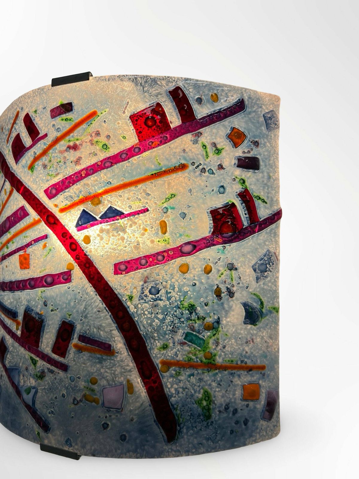 Vintage Glass Wall Lamp, Massive Belgium, Postmodern Design, Retro Interior Gifts, Richly Decorated Glass photo vinterior