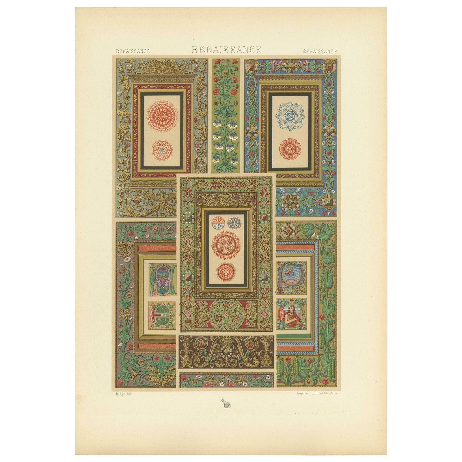 Pl. 84 Antique Print Of Renaissance From Italian And French By Racinet