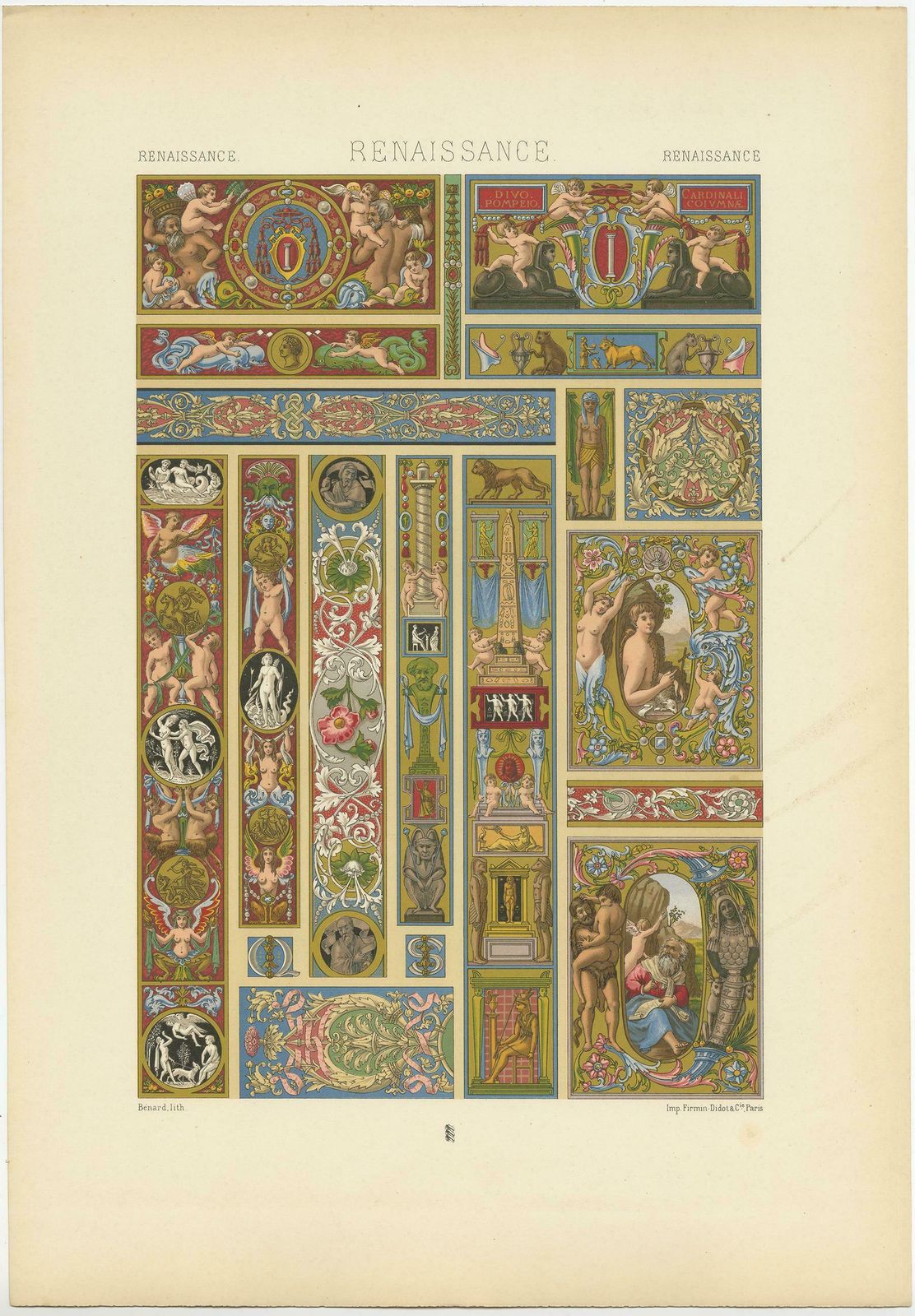 Pl. 82 Antique Print Of Renaissance Ornaments From Italian, Racinet 'Circa 1890' photo furniture