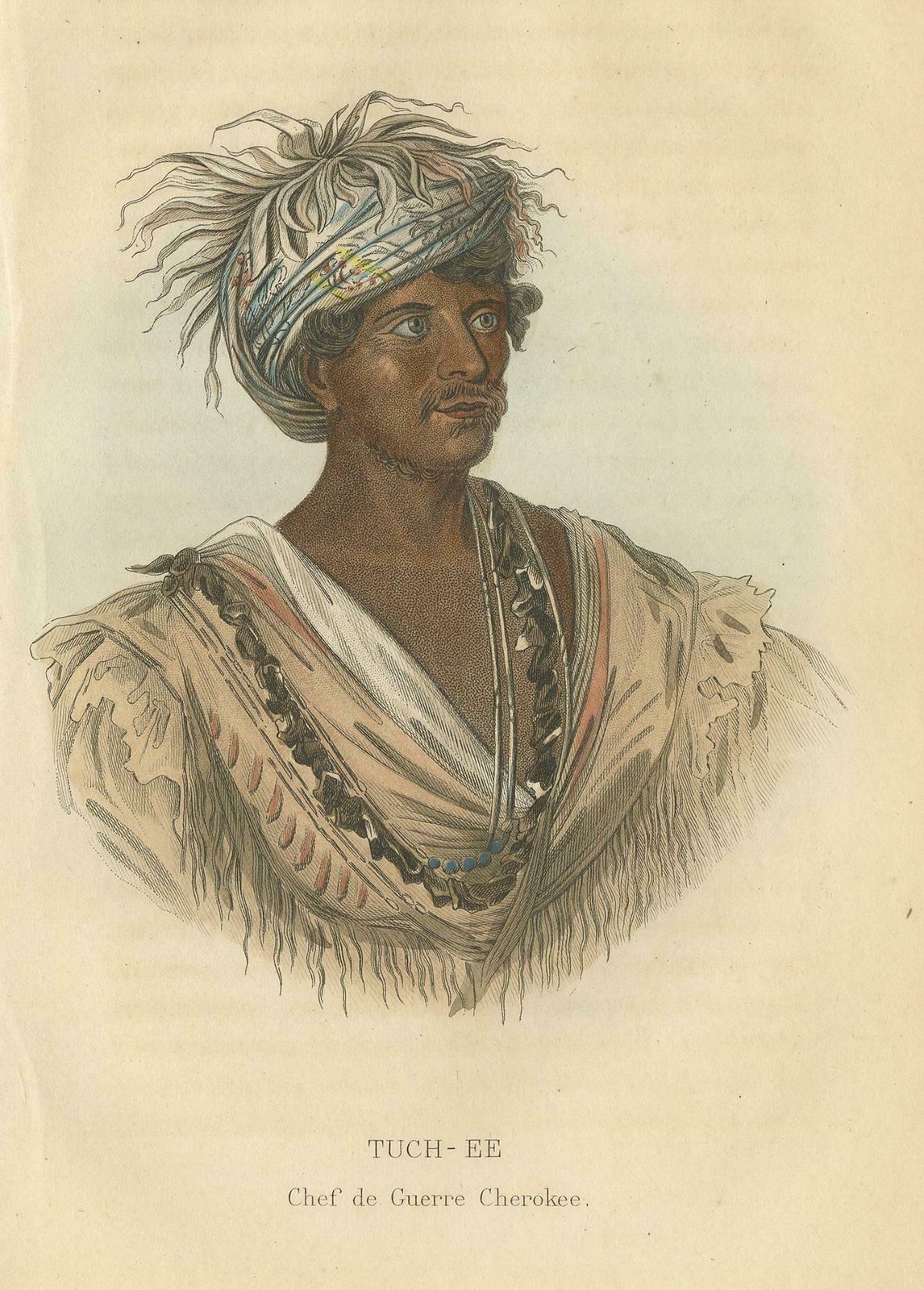 Antique Print Of A Chief Warrior Of The Cherokee By Prichard, 1843 photo for sale