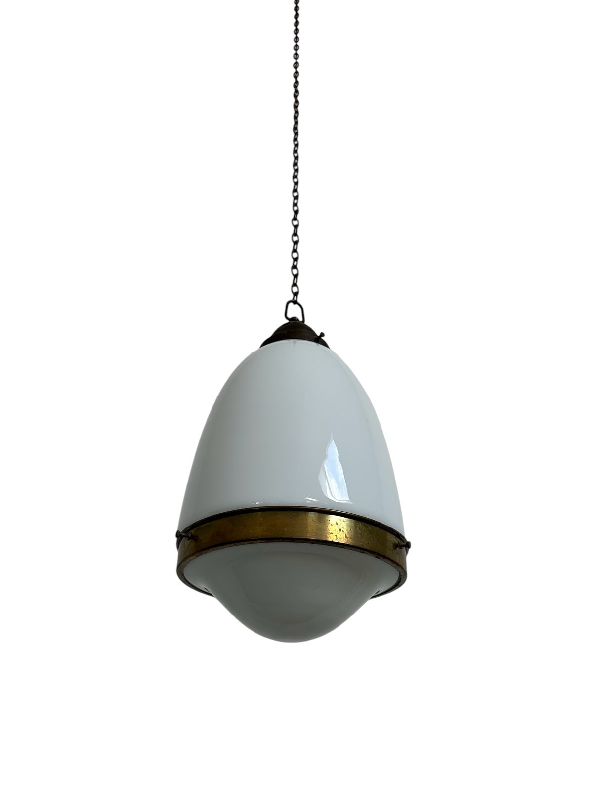 Antique German Church Opaline Milk White Glass Brass Ceiling Pendant photo furniture