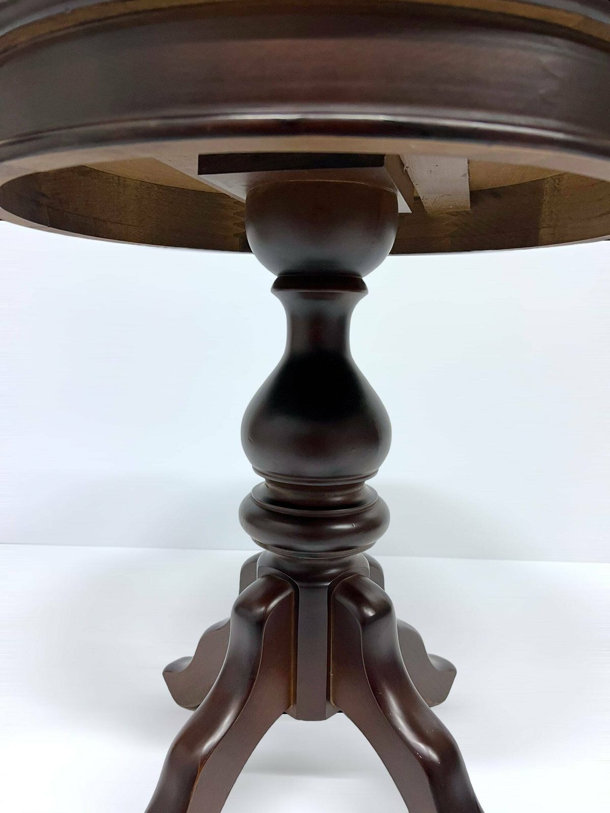 Vintage Antique Side Table, Round Wooden Design, Dovetail Details, Luxury Side Table, Elegant French Interior photo for sale