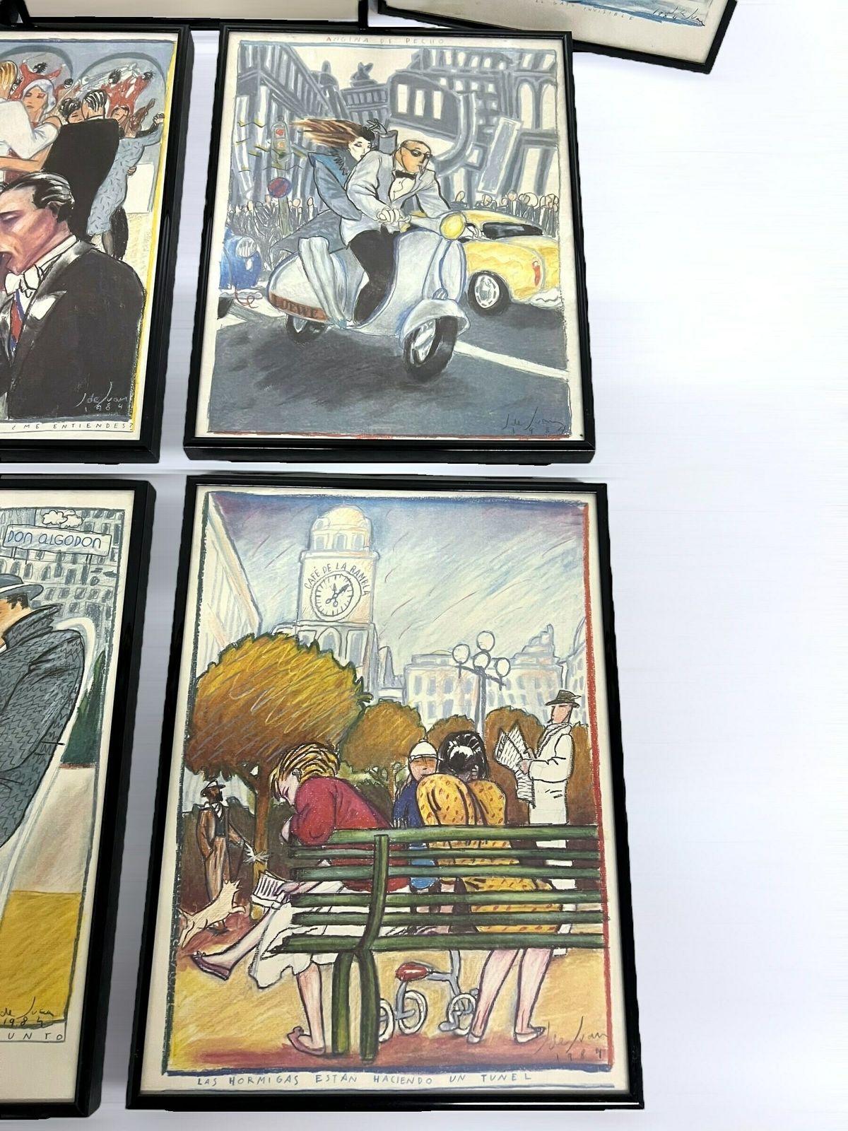 Sombrero’s & Fracs By Javier De Juan, Postmodern Artwork, 1980s Art Collection, Drawn Wall Art Prints photo vinterior