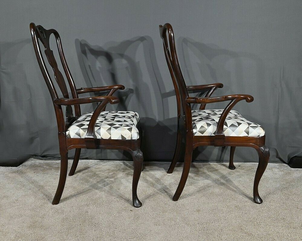 Pair Of Chippendale Mahogany Armchairs, England   Early 20th Century photo for sale