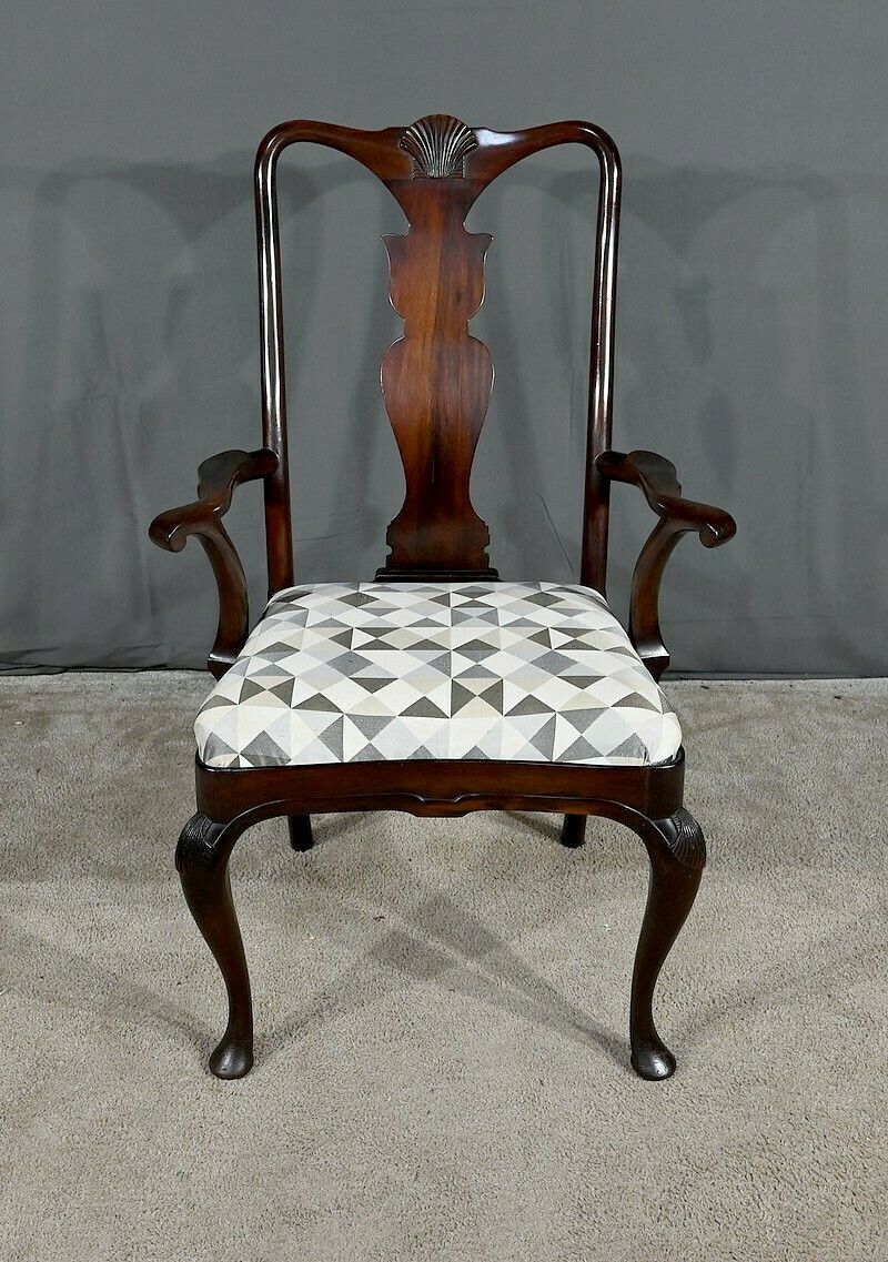 Pair Of Chippendale Mahogany Armchairs, England   Early 20th Century photo vintage
