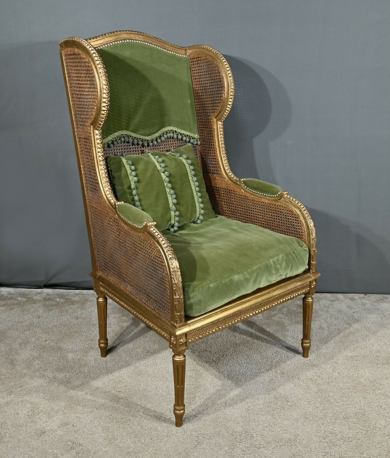 Important Cane Eared Shepherdess In Gilded Wood, Louis XVI Style – 1900