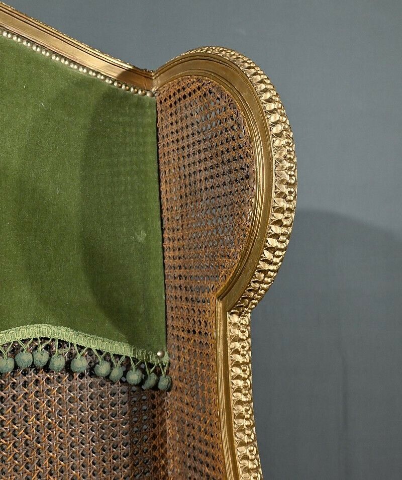 photo furniture Important Cane Eared Shepherdess In Gilded Wood, Louis XVI Style – 1900