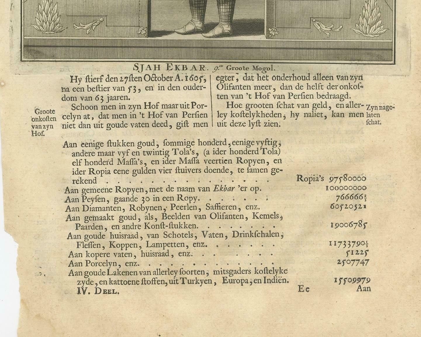 Antique Print Of The 9th Mughal Emperor By Valentijn, 1726 photo Art
