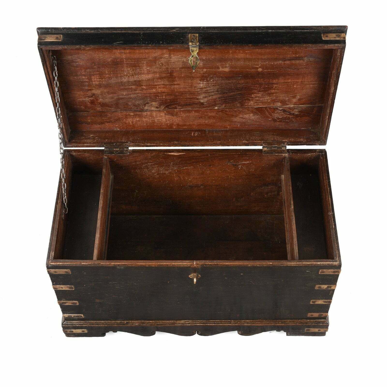 Antique Indian Black Painted Military Chest, 19th Century photo Furniture