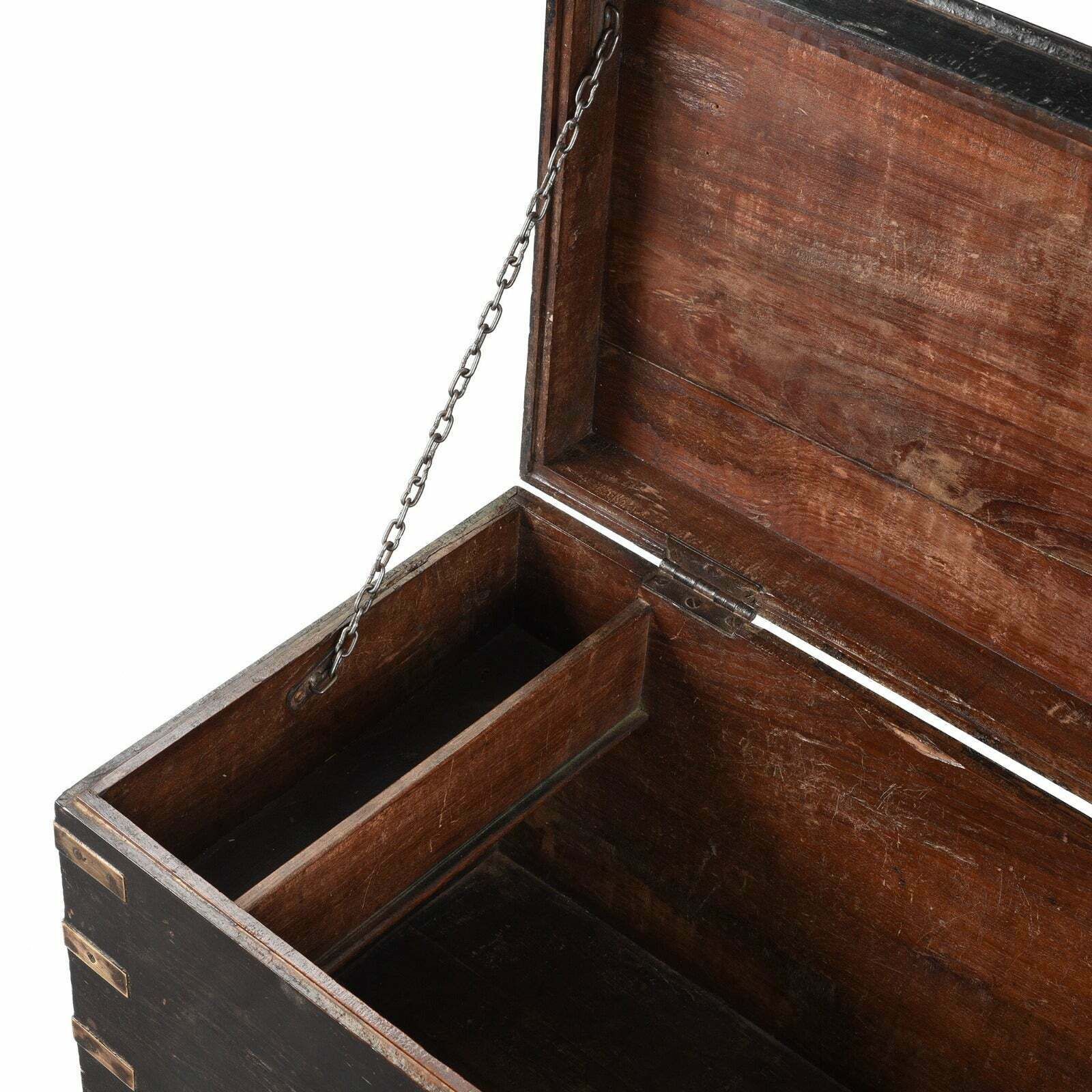 Antique Indian Black Painted Military Chest, 19th Century photo 1018.0