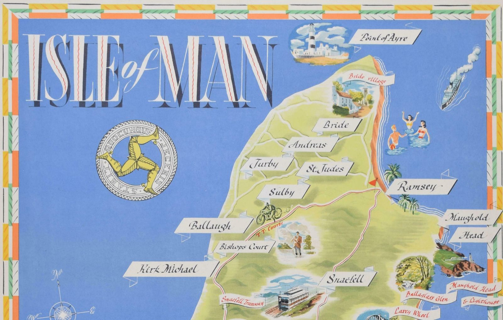 Gordon Davey Isle Of Man Original Vintage Poster By Gordon Davey 1955 photo furniture