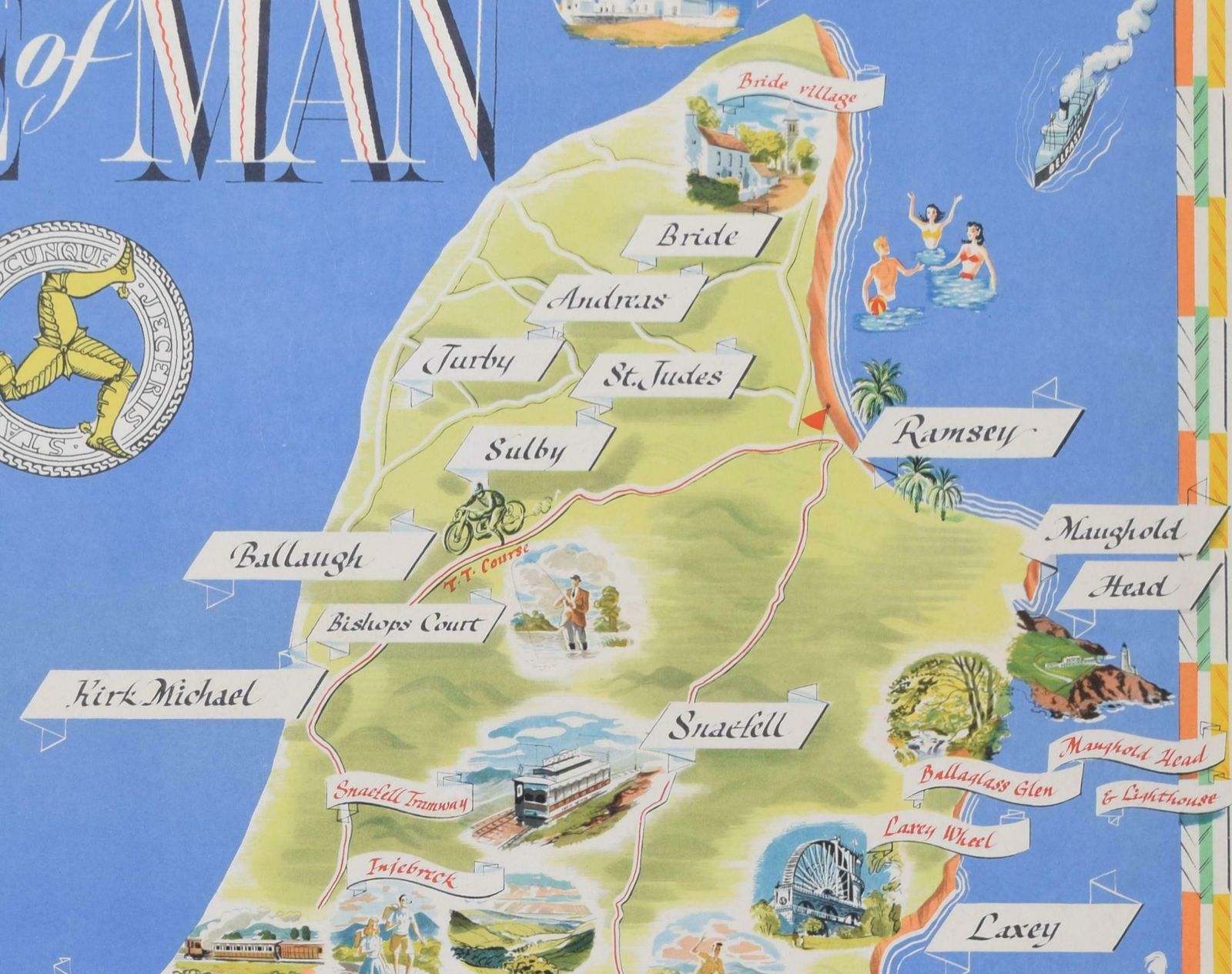 Gordon Davey Isle Of Man Original Vintage Poster By Gordon Davey 1955 photo for sale