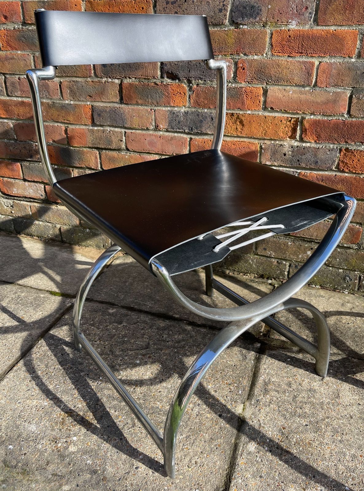 Ambrose Heal, A Rare Pair Of Original Heal's 1930s Chromium Plated Tubular Steel And Leather Roman Curule Side Chairs photo 3500.0