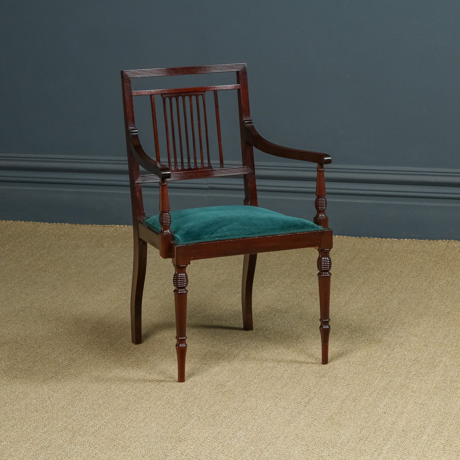 English Edwardian Regency Style Mahogany Occasional / Dining / Office / Armchair / Carver Chair (Circa 1910)