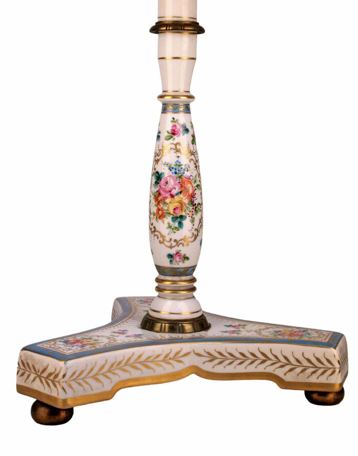 Late 19th Century Napoleon III Painted Porcelain Circular Pedestal Table With Floral Motifs Made In France photo buy
