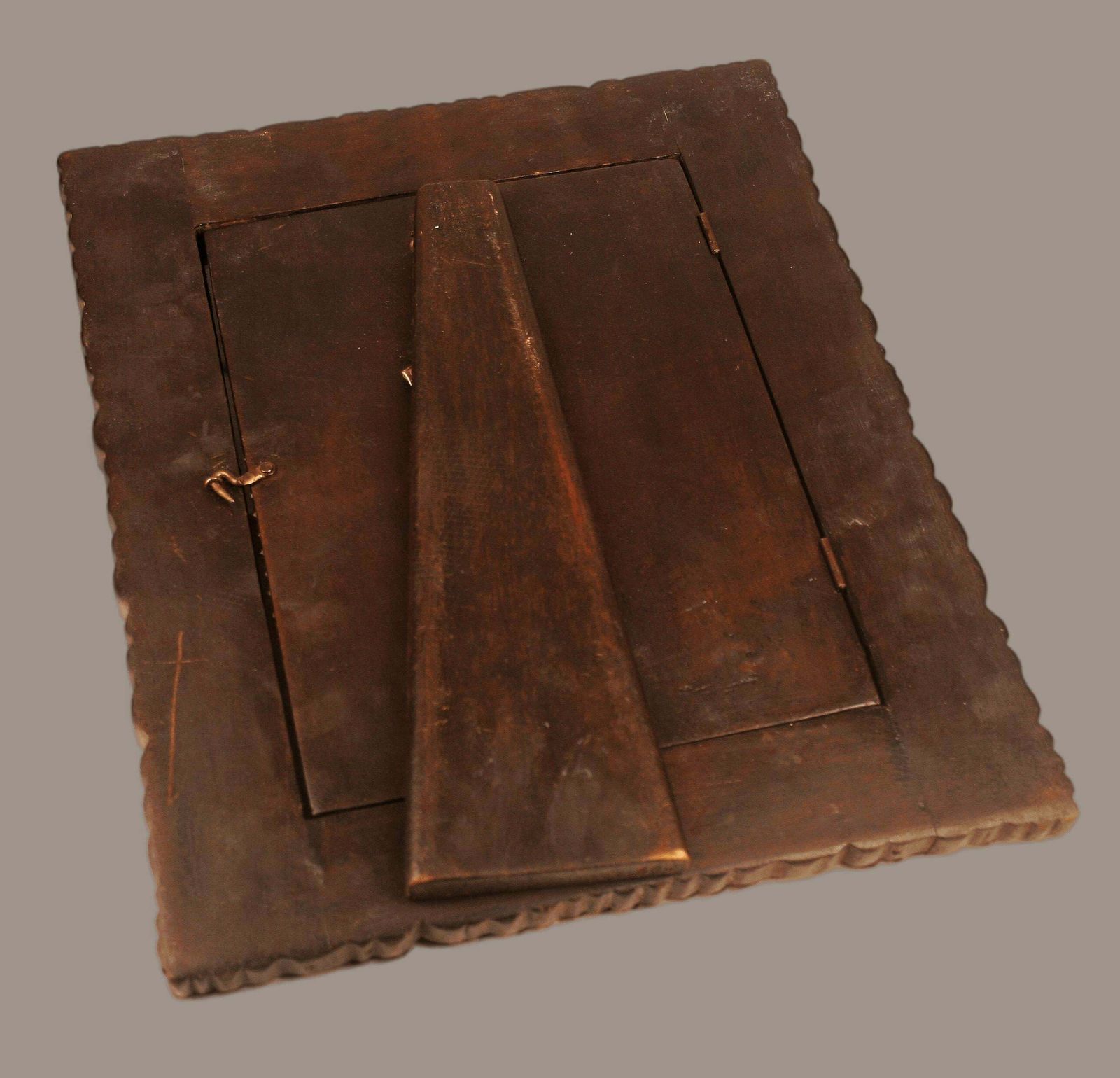 Circa 1900 Neoclassical Wooden Frame With Repoussé Silvered Metal Front Plate photo vintage