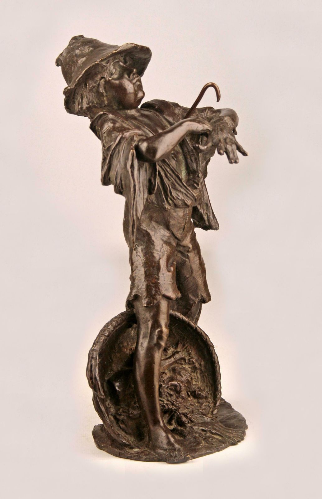 Late 19th Century French Patinated Bronze Sculpture Of A Peasant/Shepherd Boy photo for sale
