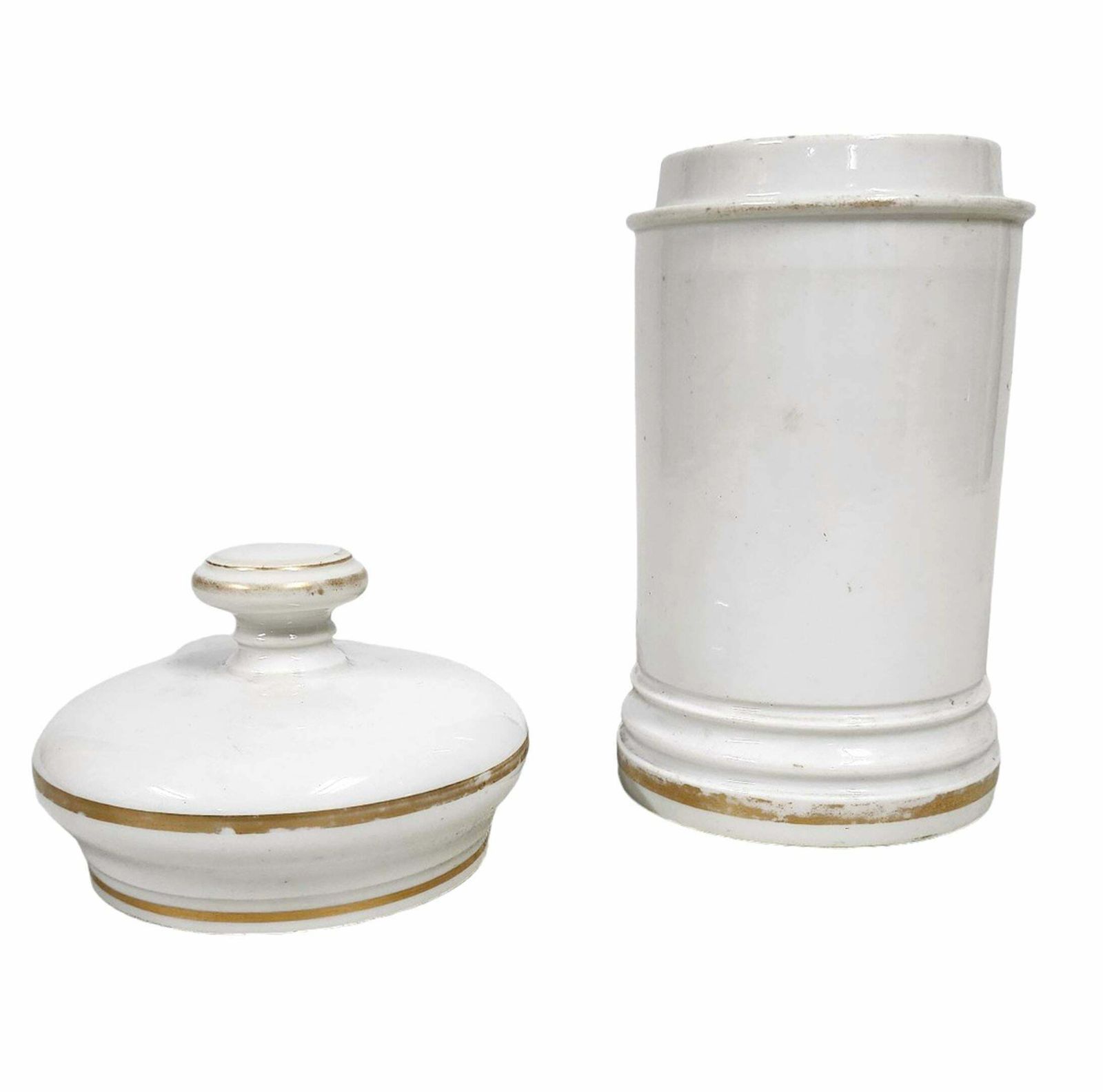 Mid 19th Century French Glazed Porcelain Apothecary/Pharmaceutical Jar With Lid  'Cerat: C: Ox: Plumb:' photo Home Decor