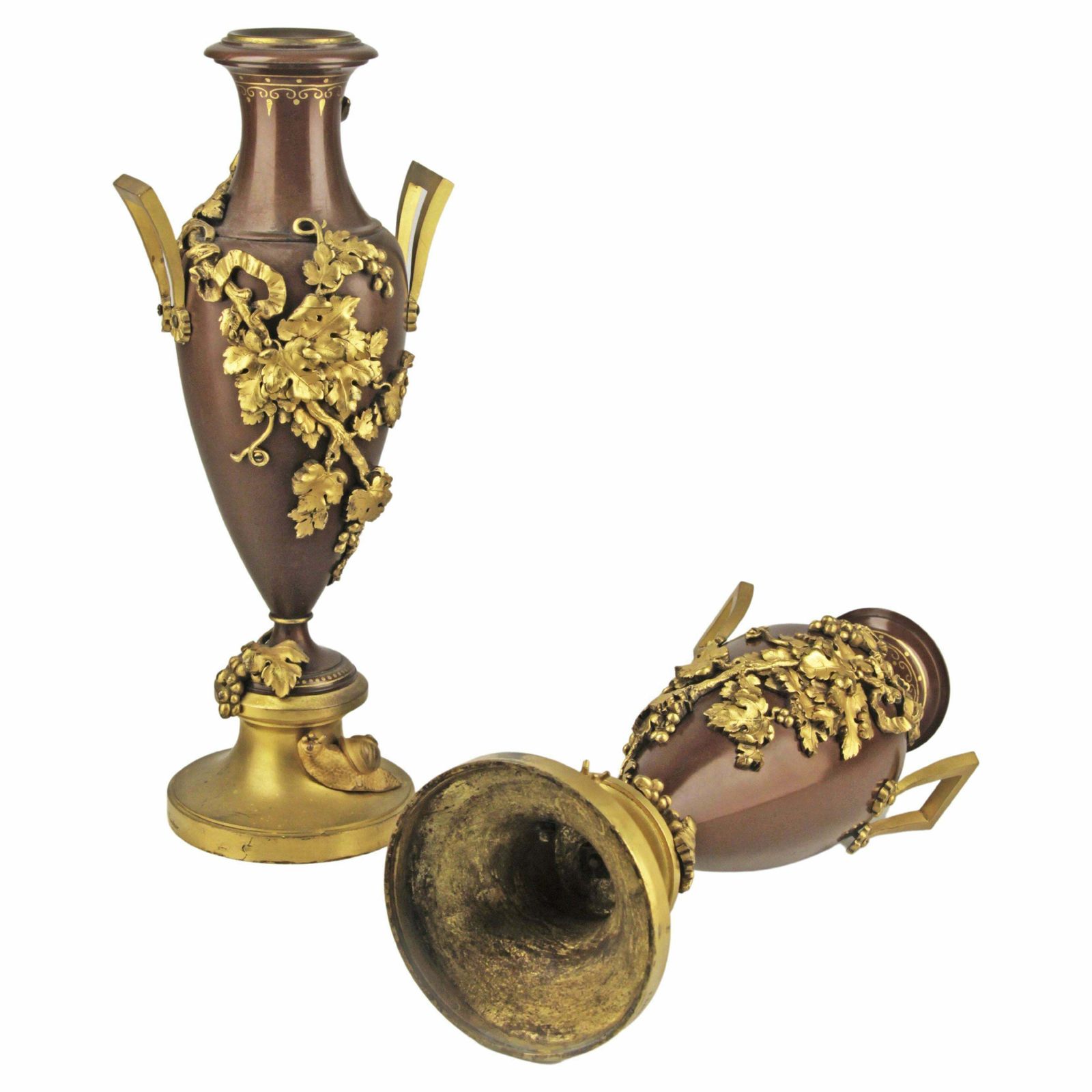 Pair Of 19th Century/2nd Empire Bronze Decorative Amphorae By Ferdinand Barbedienne
