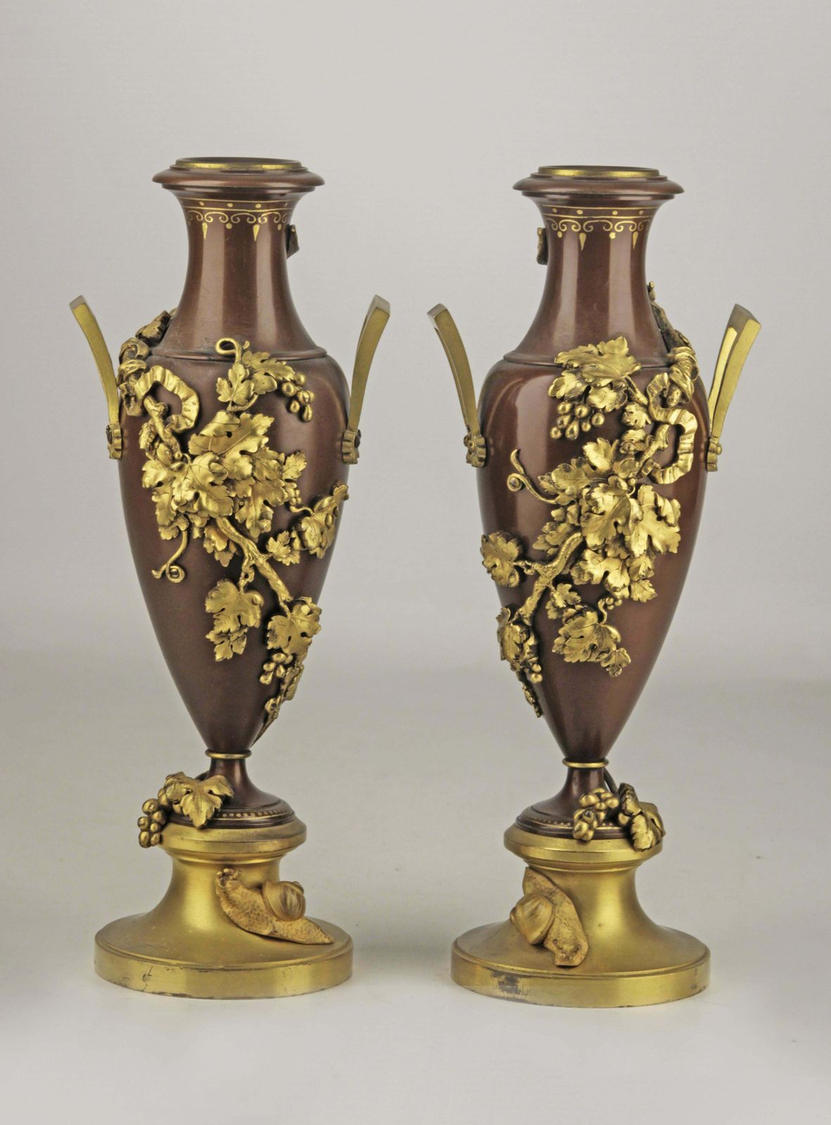 Pair Of 19th Century/2nd Empire Bronze Decorative Amphorae By Ferdinand Barbedienne photo for sale
