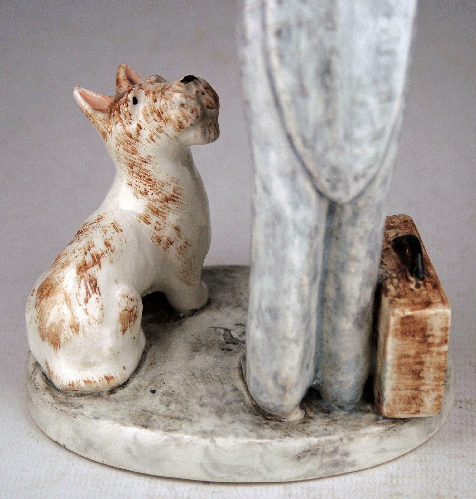 Mid 20th Century Hand Painted Glazed Porcelain Figurine Of Boy And Dog By Marcel Goldscheider For Myott Son & Co. photo buy