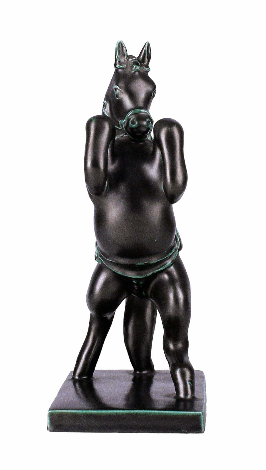 Mid 20th Century Modern Italian Glazed Black Ceramic Rearing Horse Sculpture By Ugo Zaccagnini & Figli photo for sale