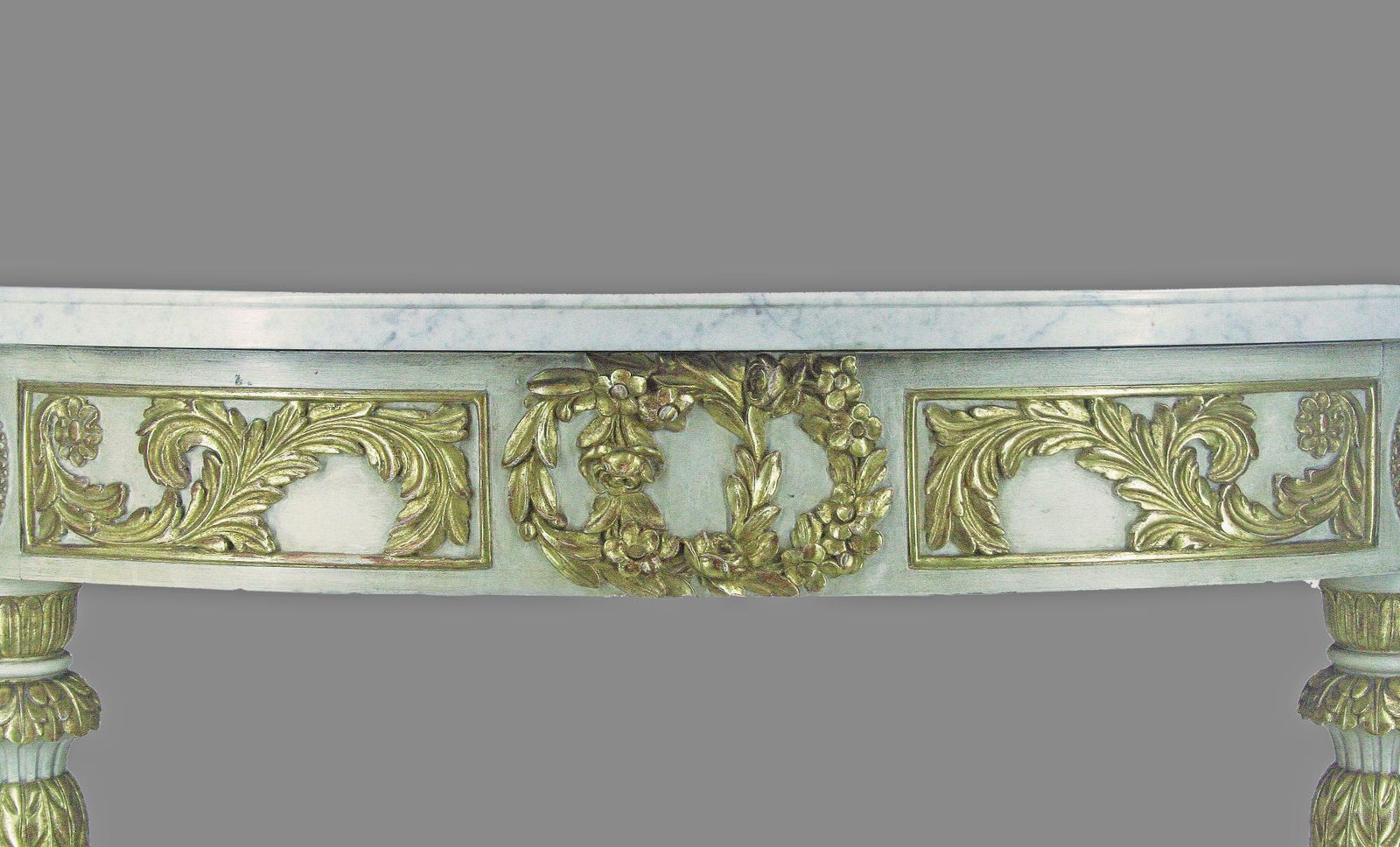 Mid 20th Century Argentine Empire Revival Giltwood And Marble Demi Lune Table By Maison Jansen photo for sale