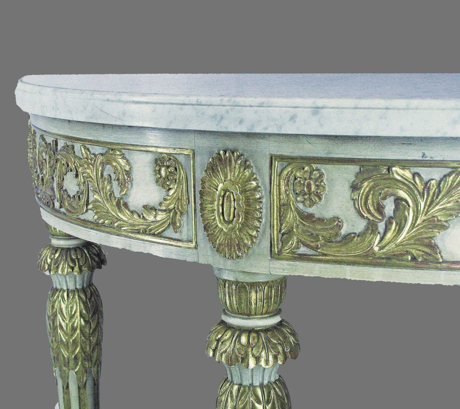 Mid 20th Century Argentine Empire Revival Giltwood And Marble Demi Lune Table By Maison Jansen photo 5700.0