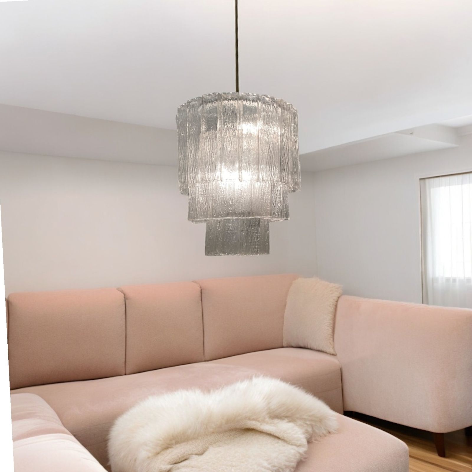 Large Murano Glass Tube Chandelier By Zonca