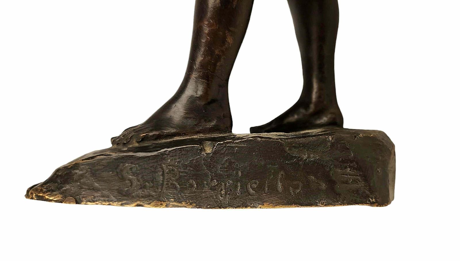 Patinated Bronze Sculpture Of Boy Holding Jugs Signed By Italian G. Borriello photo buy