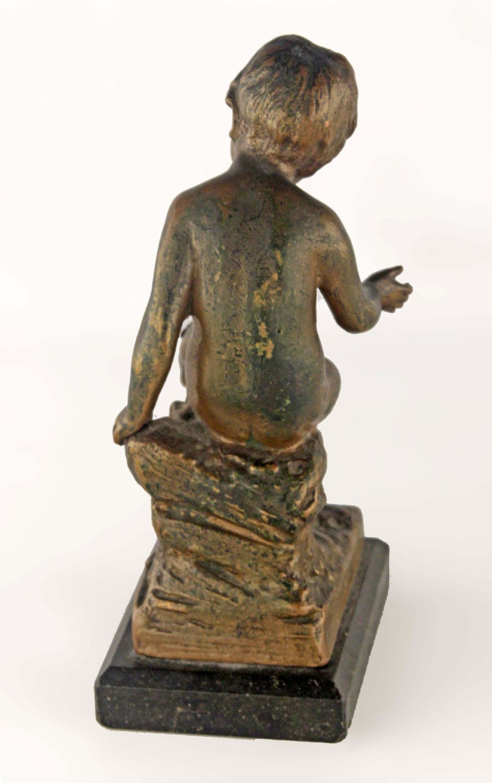 Early 20th Century French Bronze Sculpture With Marble Base Of A Sitting Boy photo Home Decor