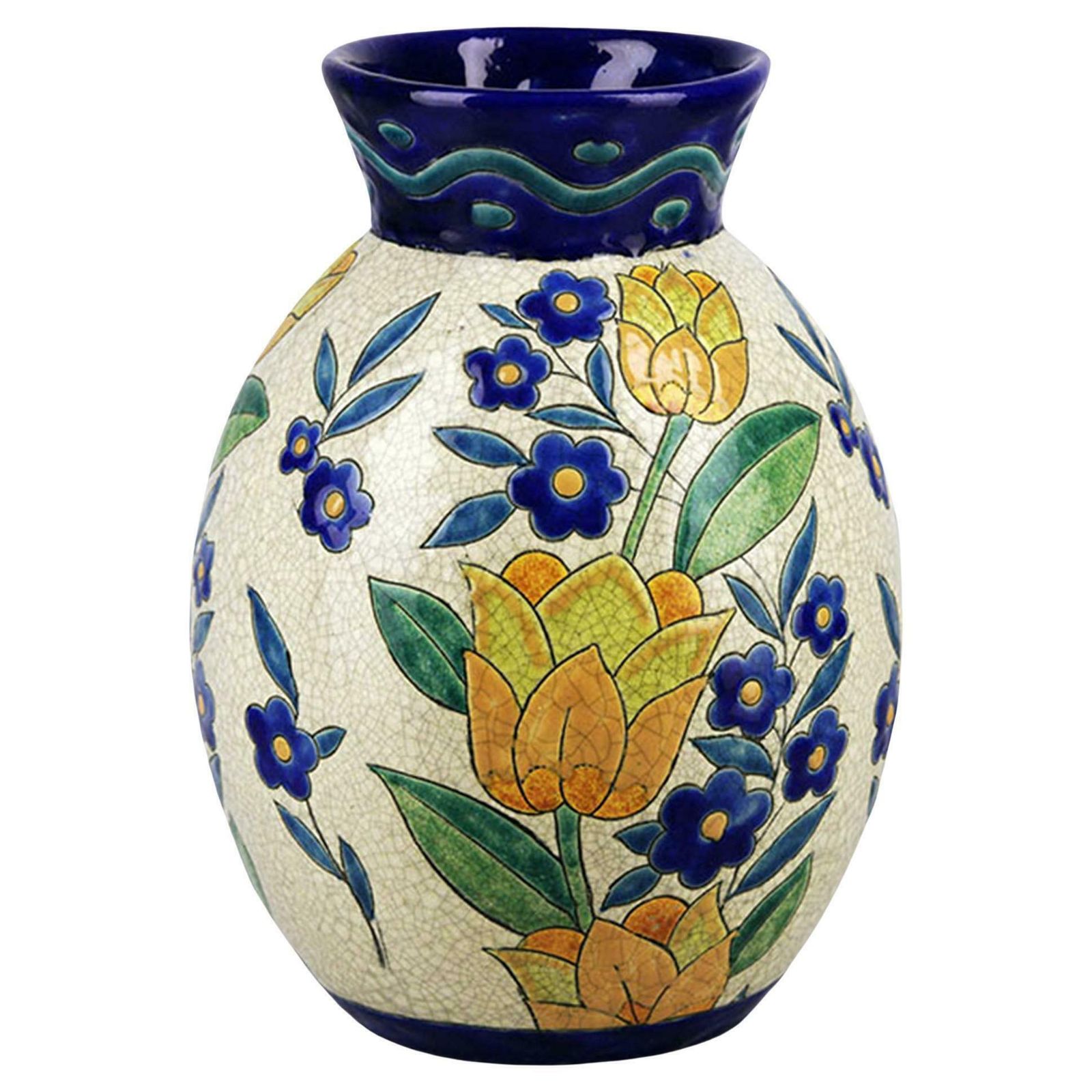 Art Déco Belgian Glazed Pottery/Ceramic Charles Catteau Like Vase By Boch Freres Keramis