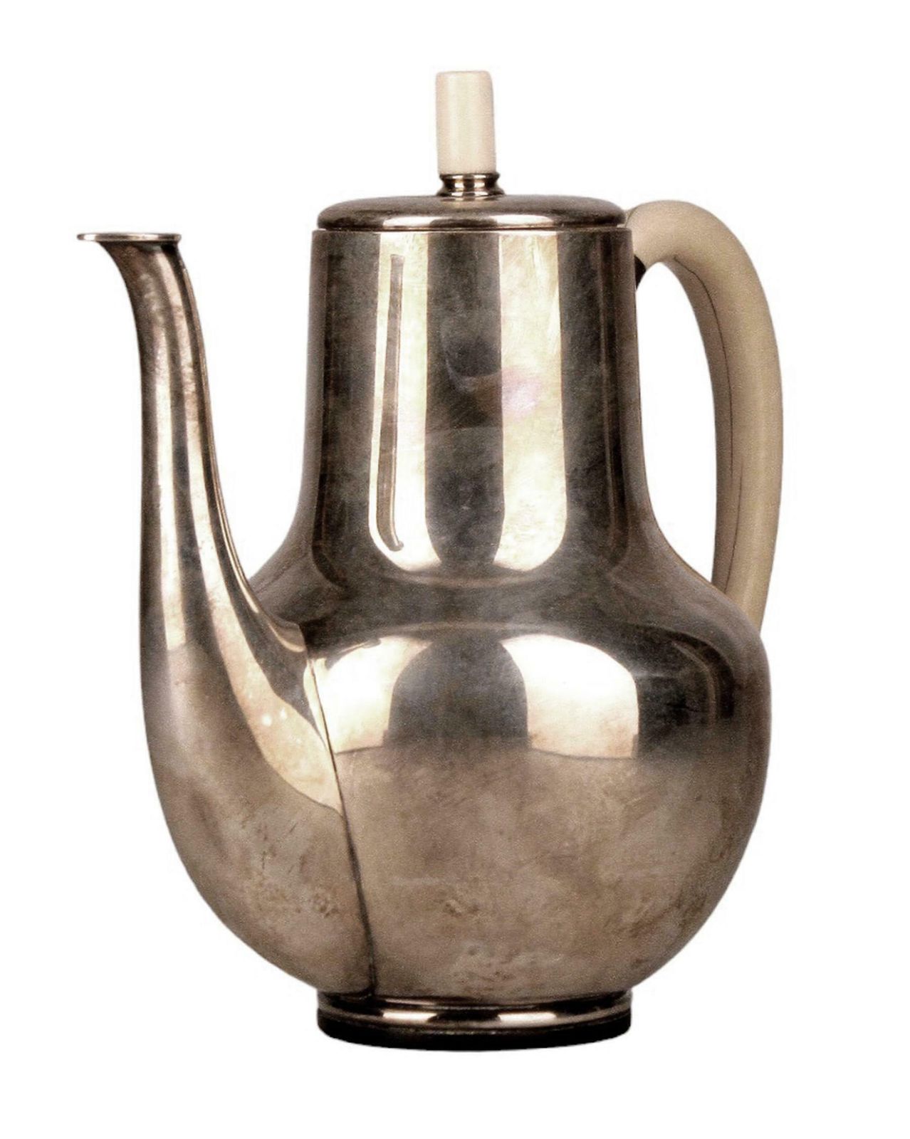 1930s Jugendstil Sterling Silver 3 Pieces Coffee And Tea Set: Kettle/Pot, Creamer And Sugar Bowl By Svend Weihrauch For Frantz Hingelberg, Denmark photo for sale